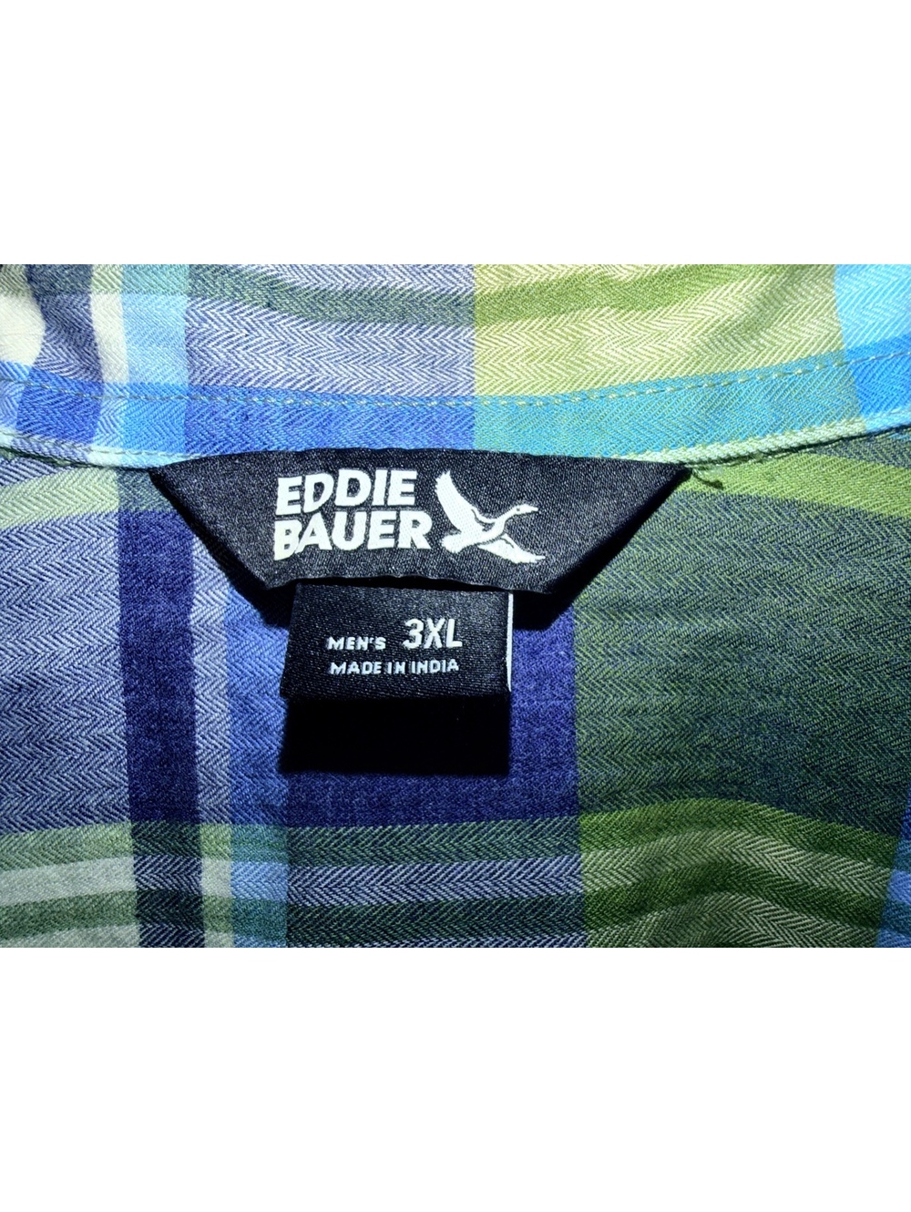 Eddie Bauer Men's 3XL Green Blue Plaid Button-Up Shirt Style - Picture 5 of 5
